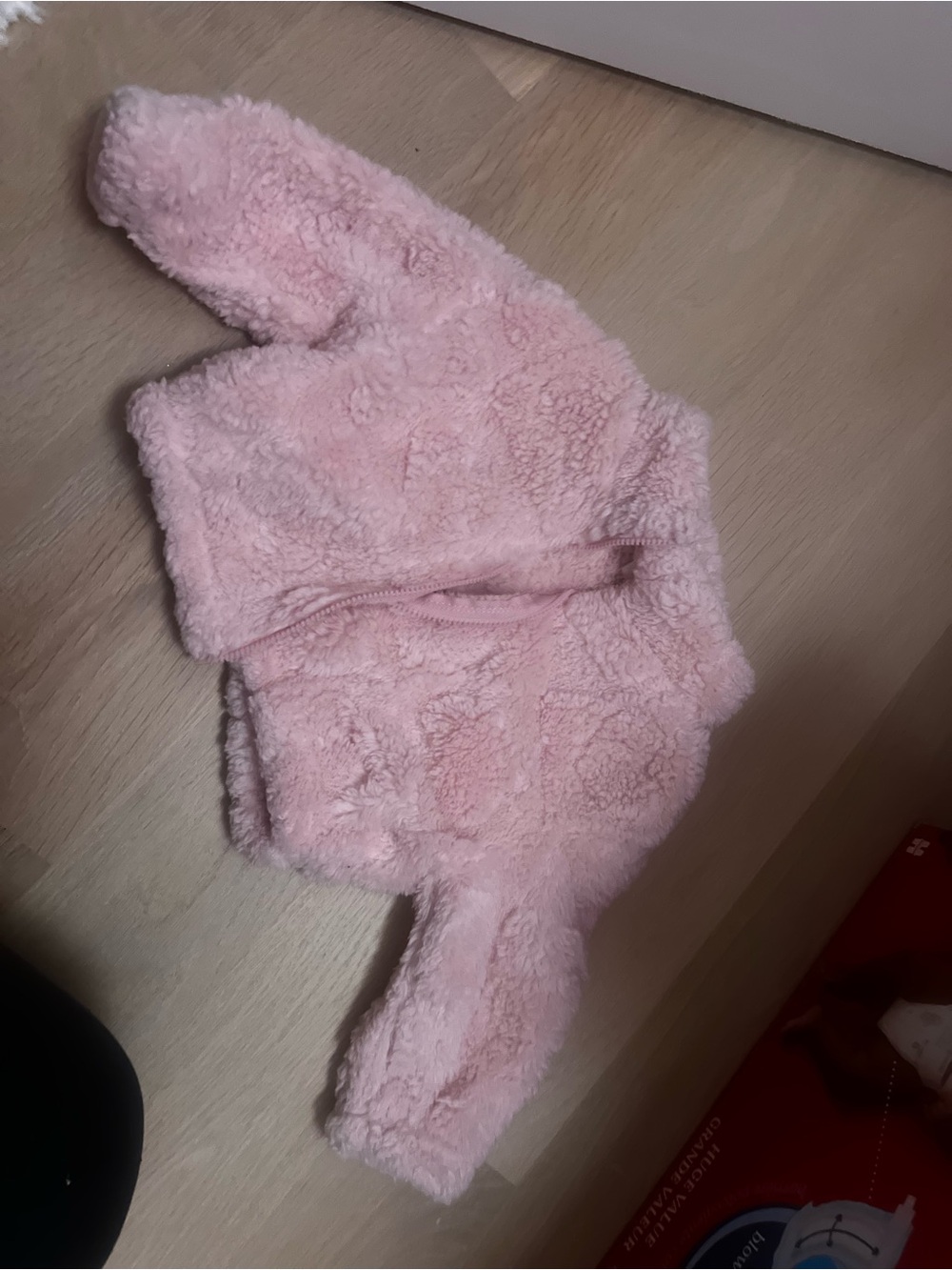 SHEIN Pink Plush Sherpa Puffer Jacket for Kids
